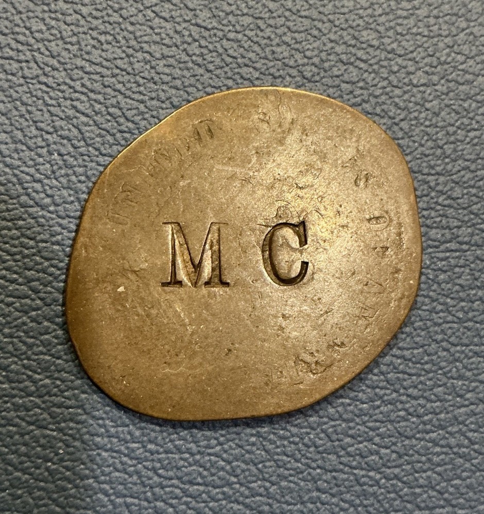 Two Cent Pressed & Elongated Coin - Counterstamped “MC” Initials