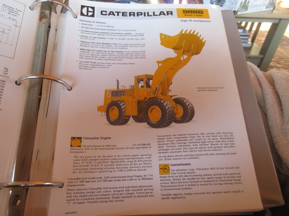 Caterpillar 988B Wheel Loader Brochure 4 page