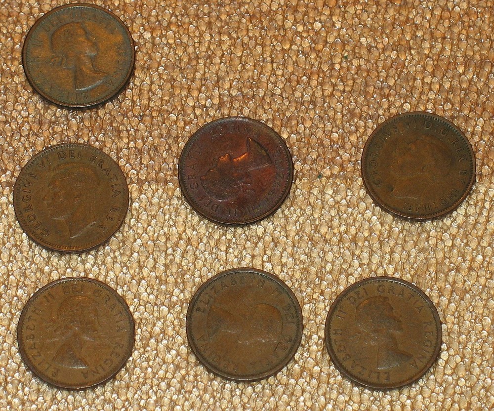 Old Canadian And British Pennies
