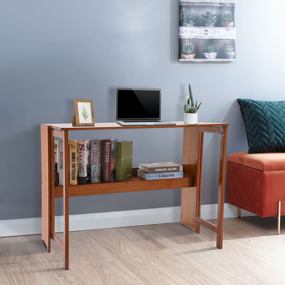 Foldable Bamboo Desk – Space-Saving Home Office Writing Workstation