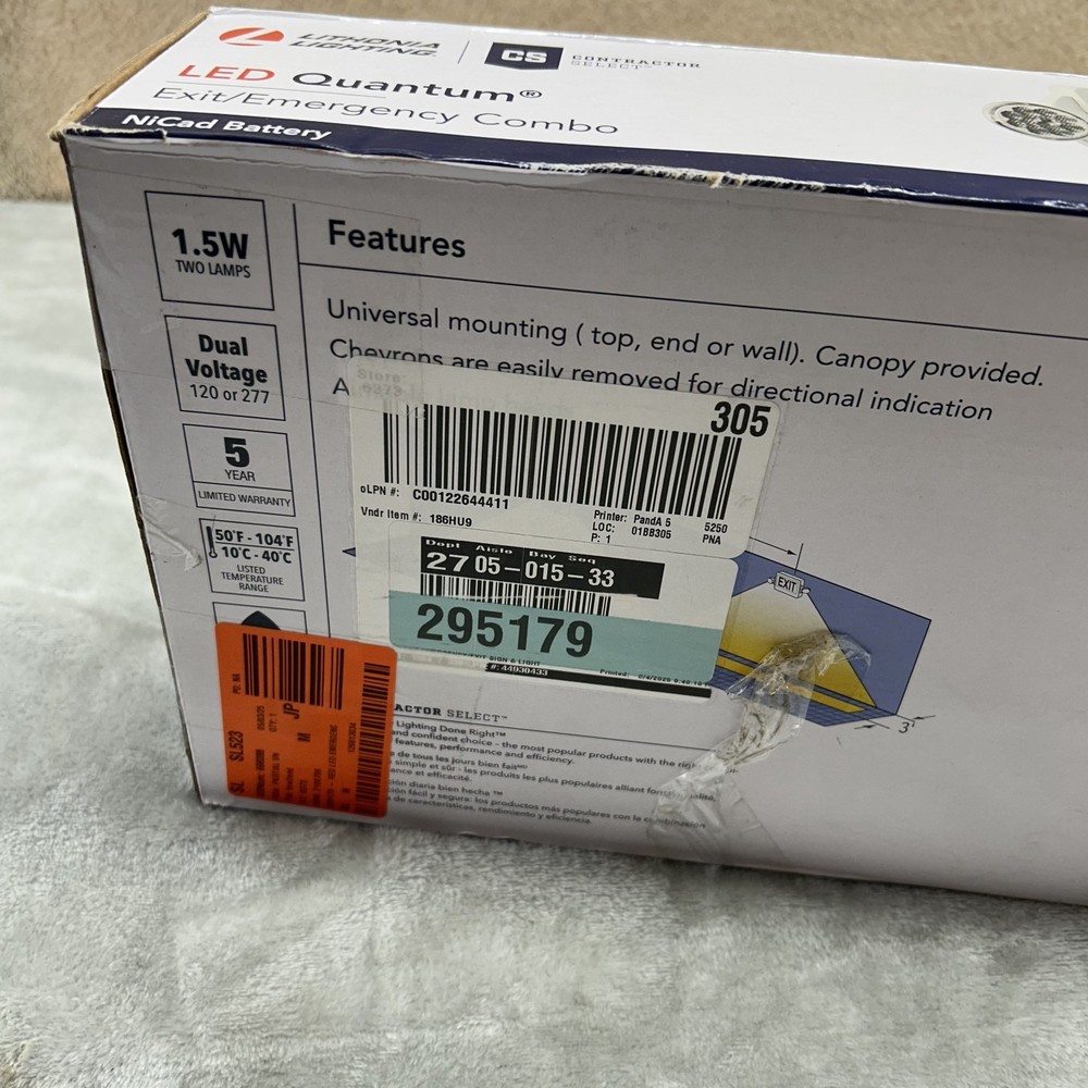 Lithonia Lighting LHQM LED R M6 Quantum Exit Emergency Light Combo White NOB