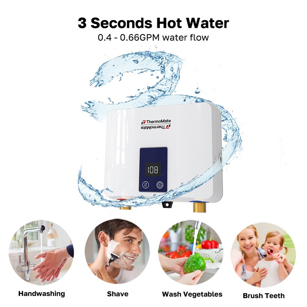 ThermoMate 2-in-1 Under/Over Sink Tankless Water Heater Electric 3500W w/Display