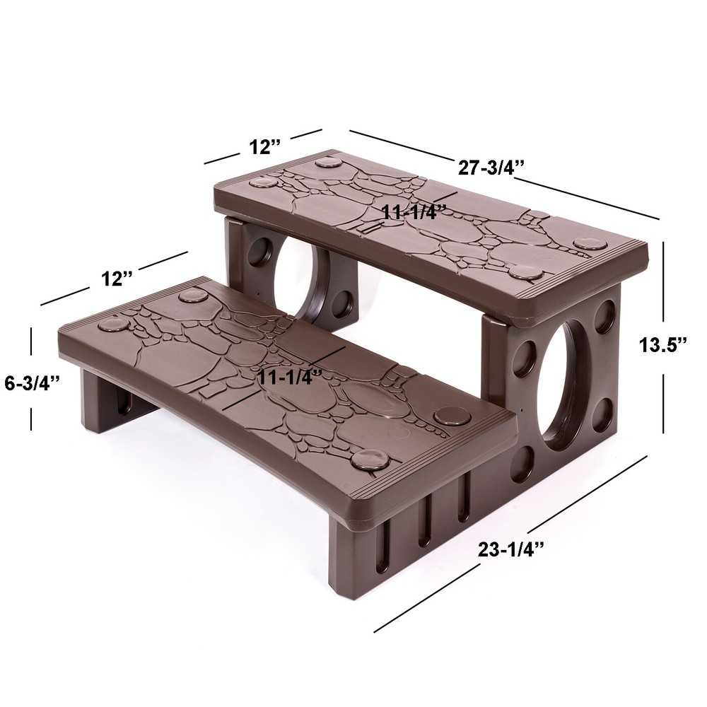 XtremepowerUS Multi Purpose 2-Step Spa Hot Tub Pool RV Campers Deck Steps, Mocha
