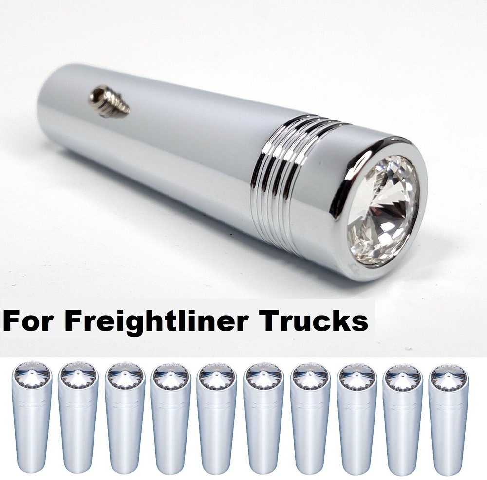 (Set/10) Clear Crystal Chrome Toggle Switch Extensions- Freightliner 2-1/4" Long