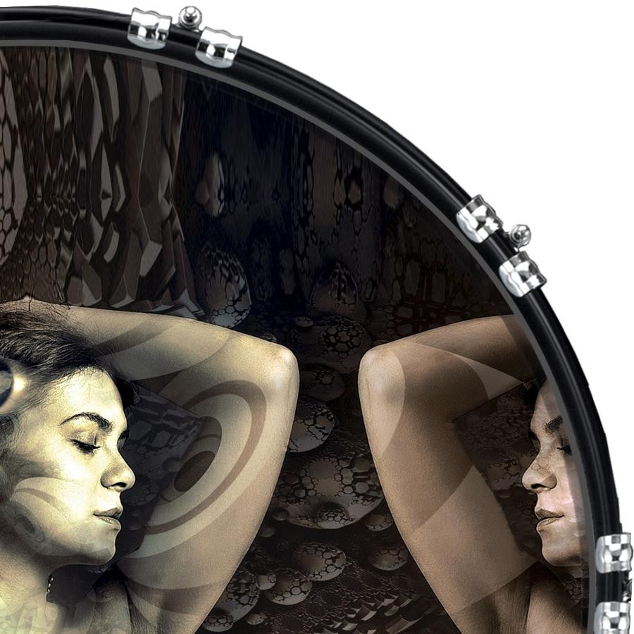20" Custom Bass Kick Drum Front Head Skin Graphical Abstract Refelctions