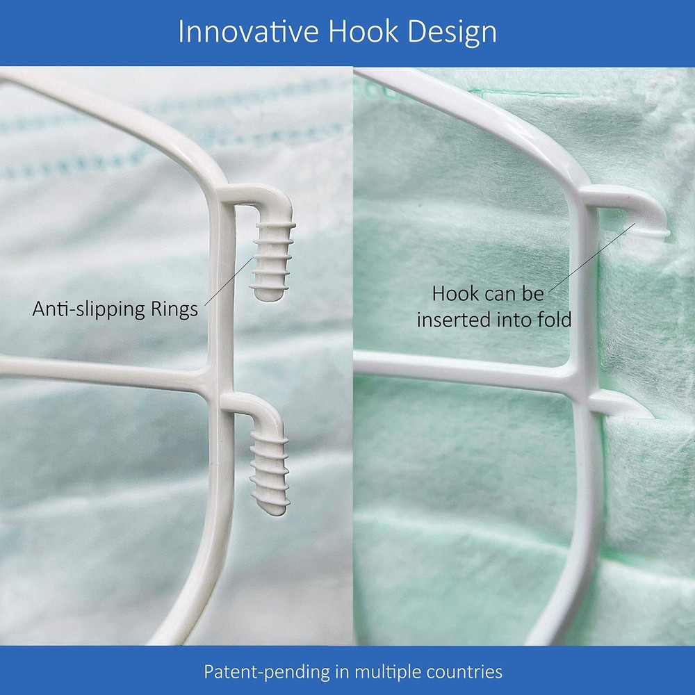 3D Face Mask Bracket, upgrade hook design, inner support frame, Large, White