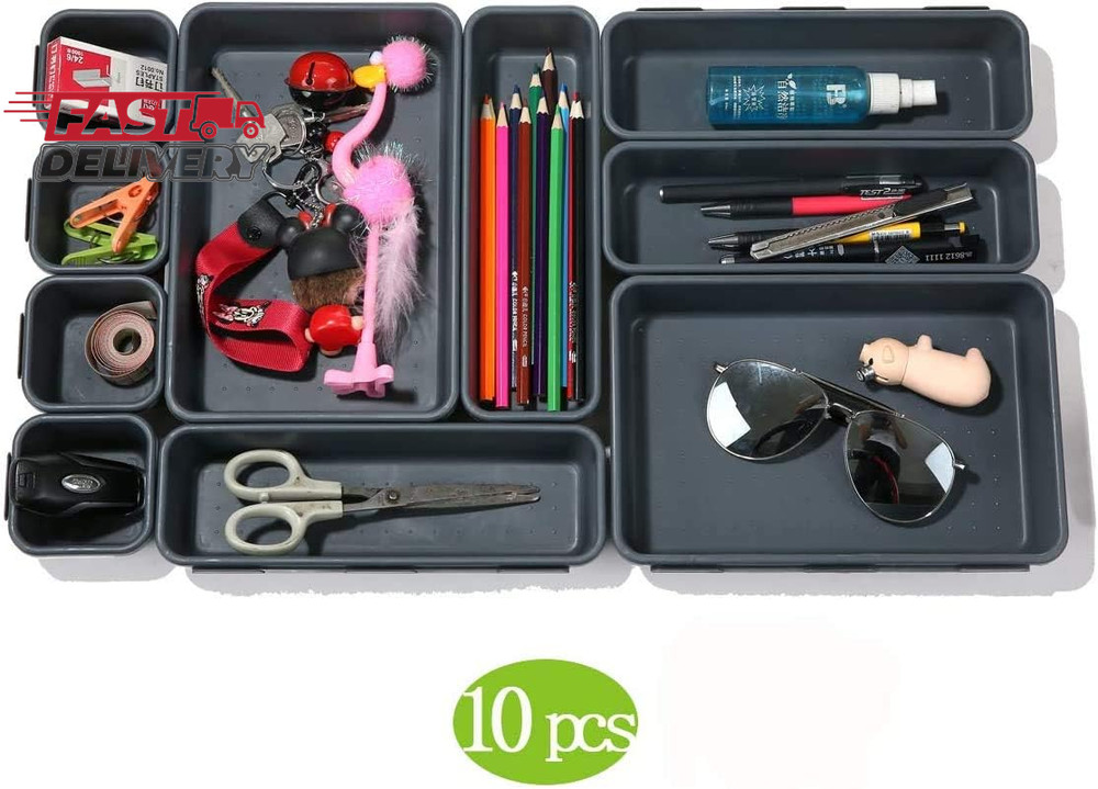 Backerysupply Interlocking Desk Drawer Organizer Separators for Kitchen, Bathroo