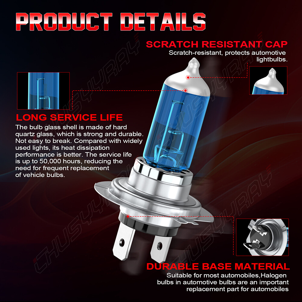 2X Super Bright H7 Halogen Headlight Bulbs Conversion Kit High Low Beam White