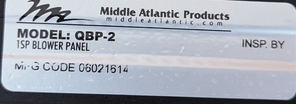 MIDDLE ATLANTIC QBP-2 QUIET 2 BLOWER