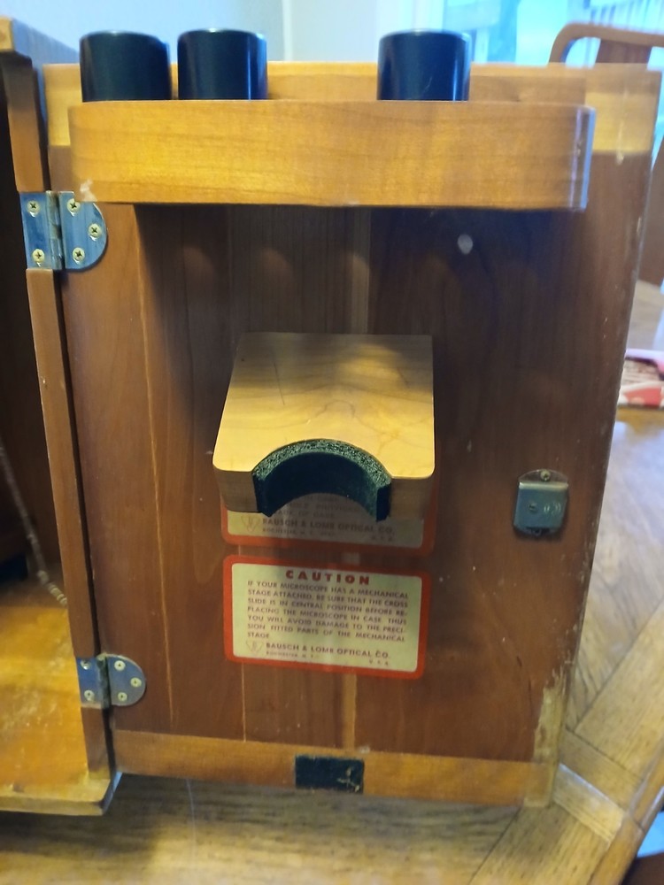 Antique Bausch & Lomb Microscope With Original Wooden Case