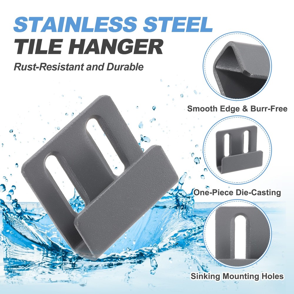 10 pcs adjustable hooks tiles, grey, int.10mm (3/8")