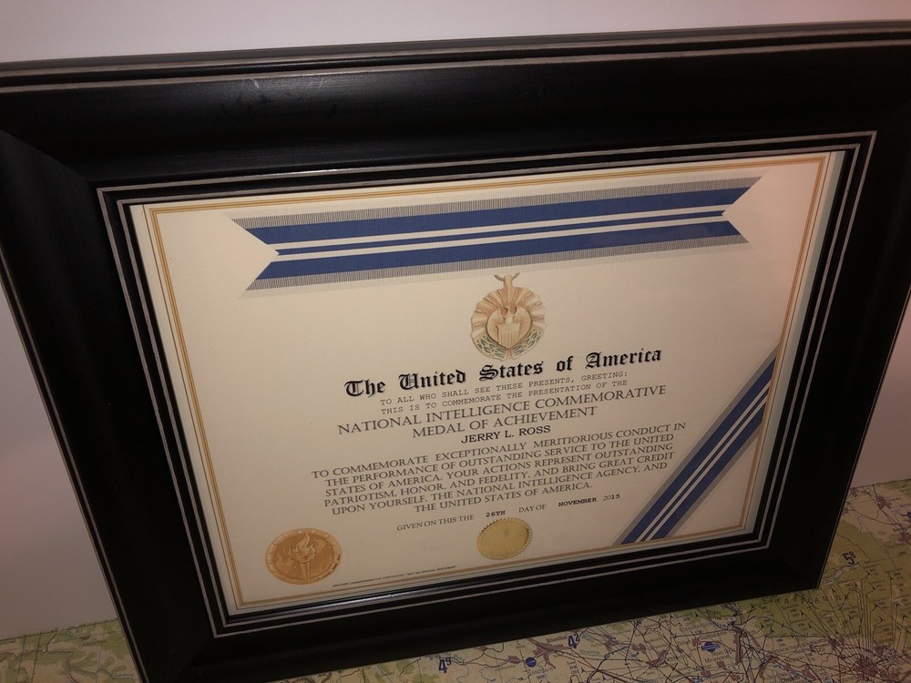 NSA - NATIONAL INTELLIGENCE COMMEMORATIVE ACHIEVEMENT MEDAL CERTIFICATE Type-1