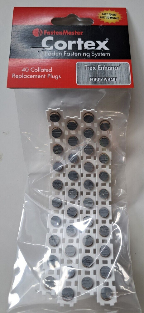 40 COLLATED FASTENMASTER CORTEX TREX ® FOGGY WHARF PLUGS COMPOSITE DECKING