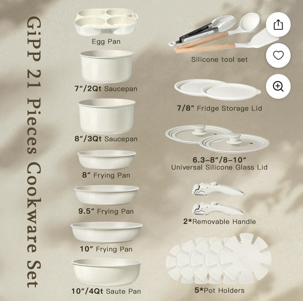 21-piece GIPP cookware set.