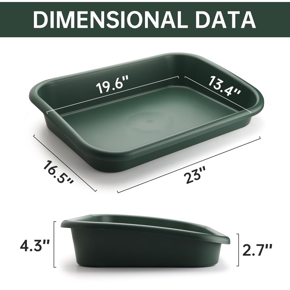 2 Pack Multi-Functional Plant Repotting Tray – Black & Green, Large Capacity ...
