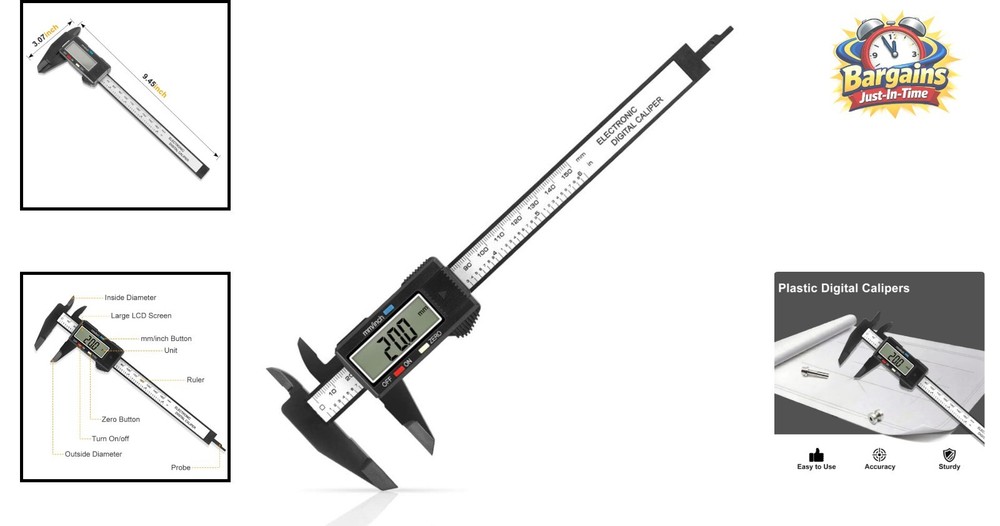 Precision Digital Caliper 6-Inch with Inch/Millimeter Conversion & Zero Function