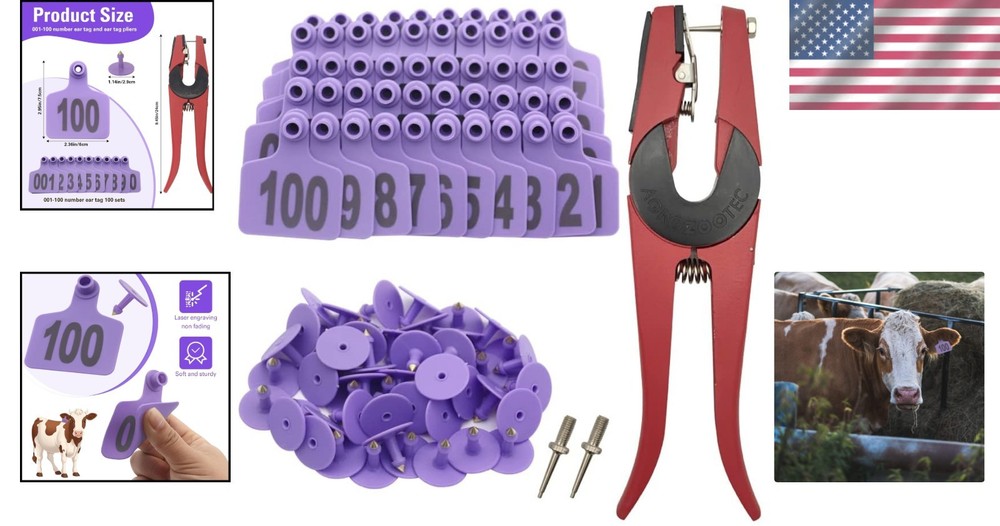 Purple Livestock Ear Tags Set