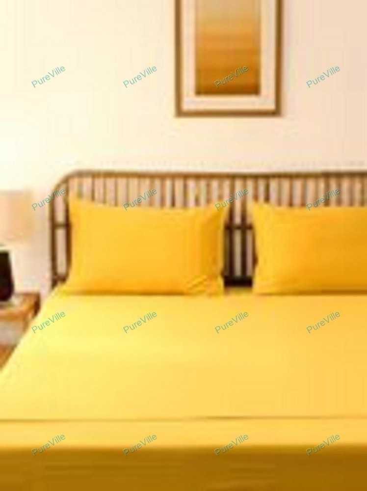 1800 Count Bed Sheet With Pillow Cover Yellow Deep Pocket Microfiber
