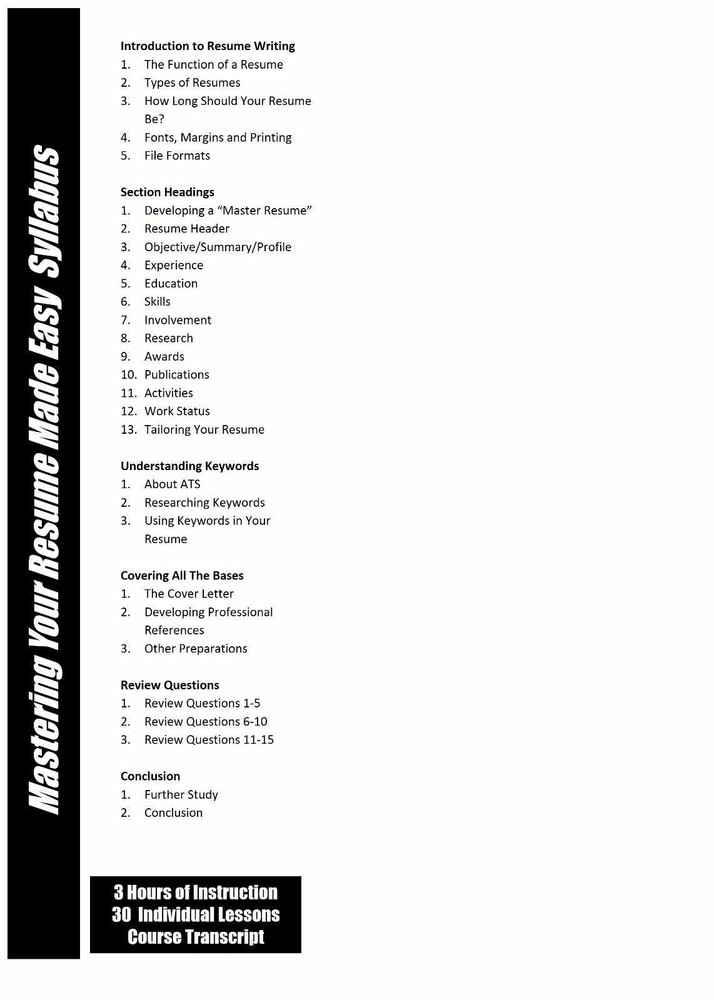 Learn RESUME WRITING How to Create a Winning Resume Training DVD-ROM Course