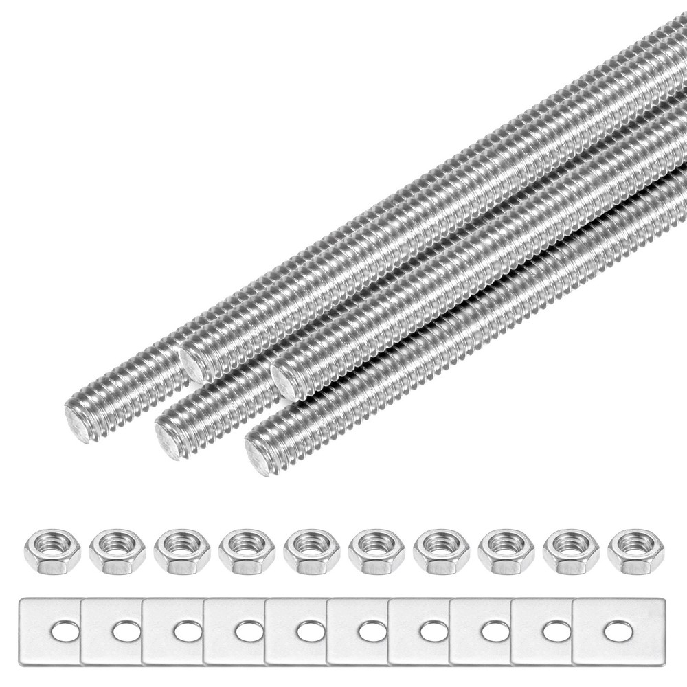 5-Set Fully Threaded Rod, M4x75mm Right Hand Thread Bar Studs with Nuts
