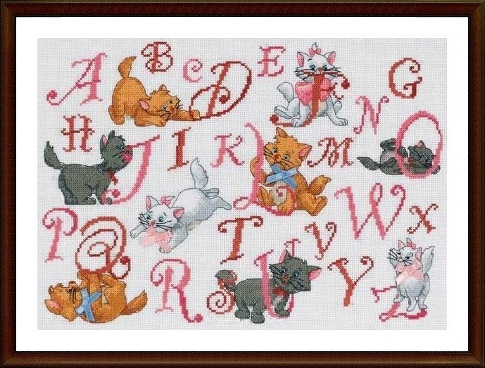 ABC Alphabet Aristocats Pattern Cross Stitch Disney Collection
