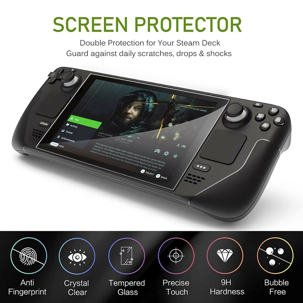2Pack 0.33mm Thickness 9H Tempered Glass Screen Protector for Steam Deck Console