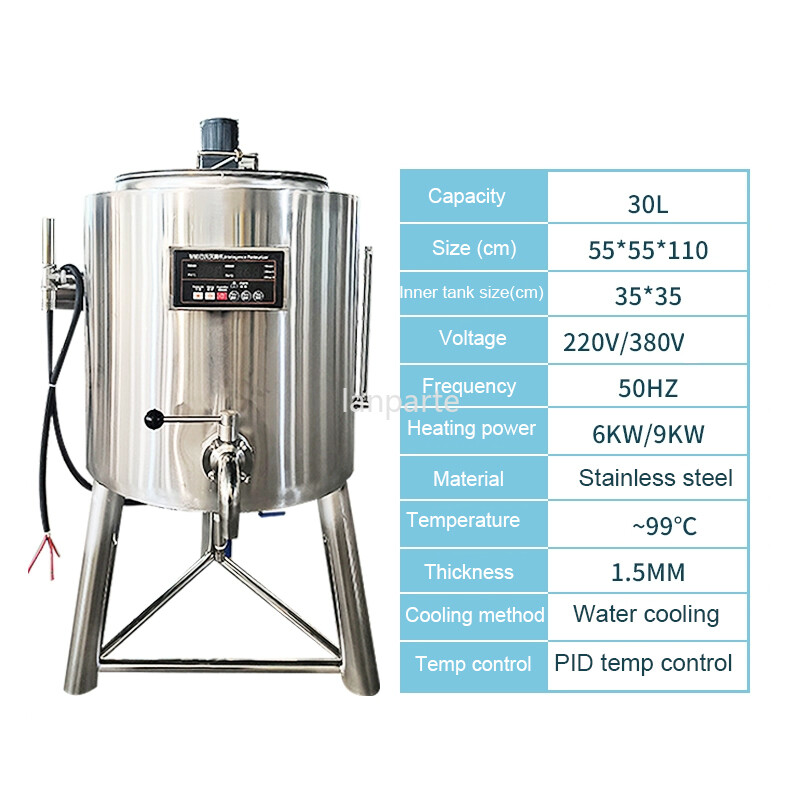 30L Commercial Pasteurization Machine Milk Pasteurizer Stainless Steel Cooling