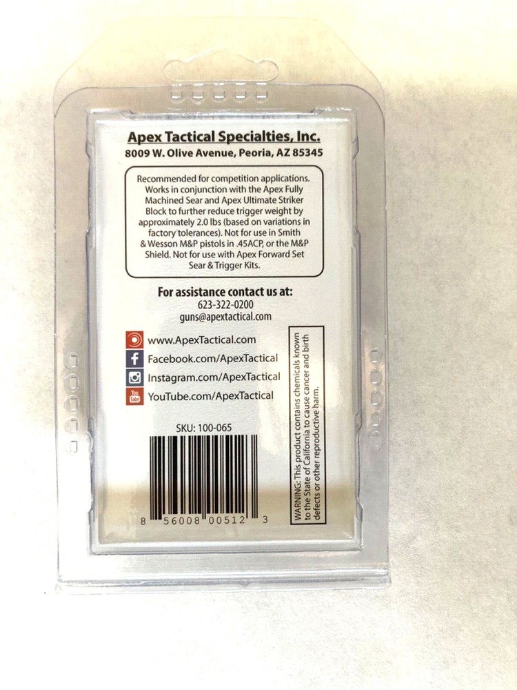 Apex Tactical 100-065 Competition Spring Kit for 9mm .40 .357 Smith & Wesson M&P