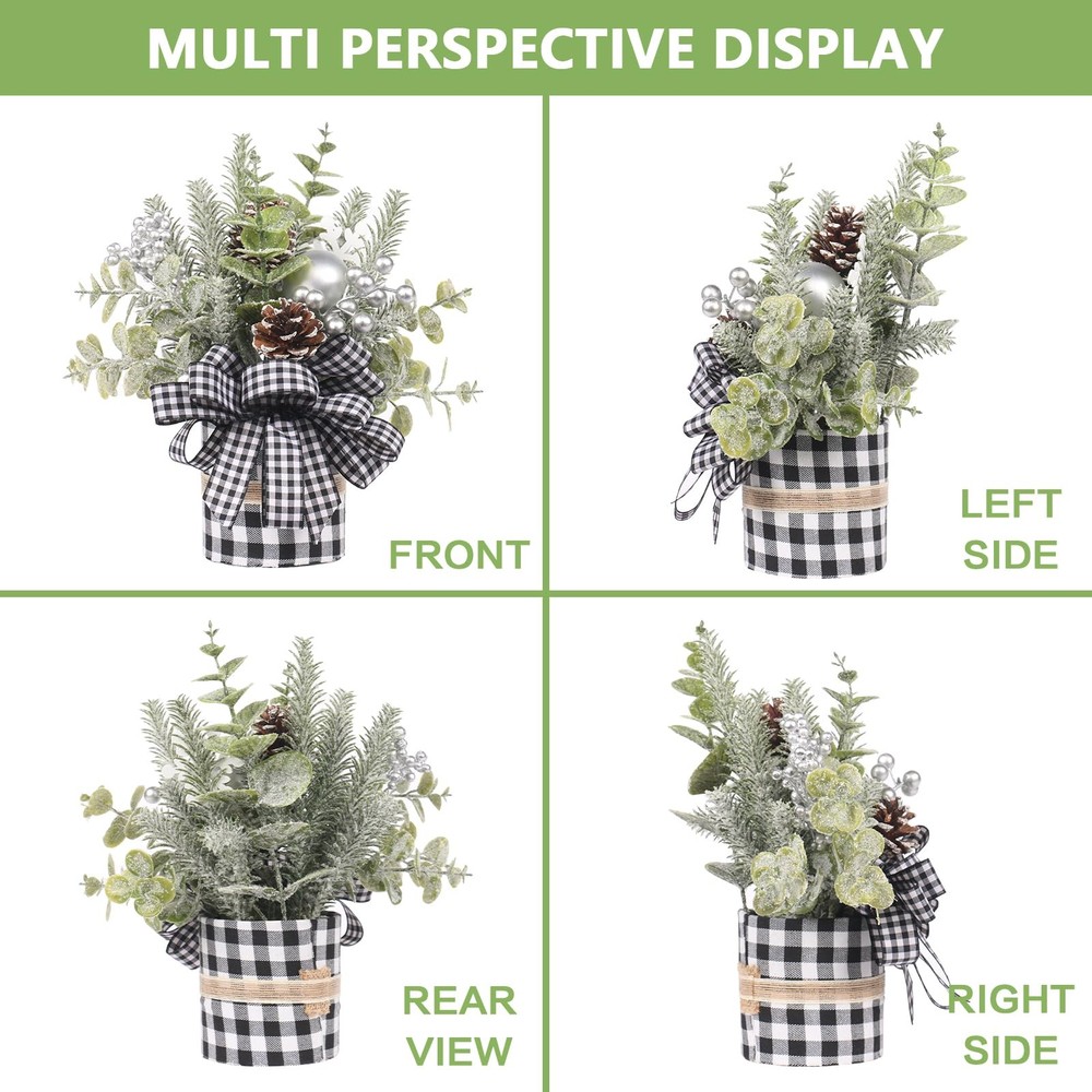 Small Buffalo Check Plaid Christmas Tree Artificial Mini Tabletop Decorations