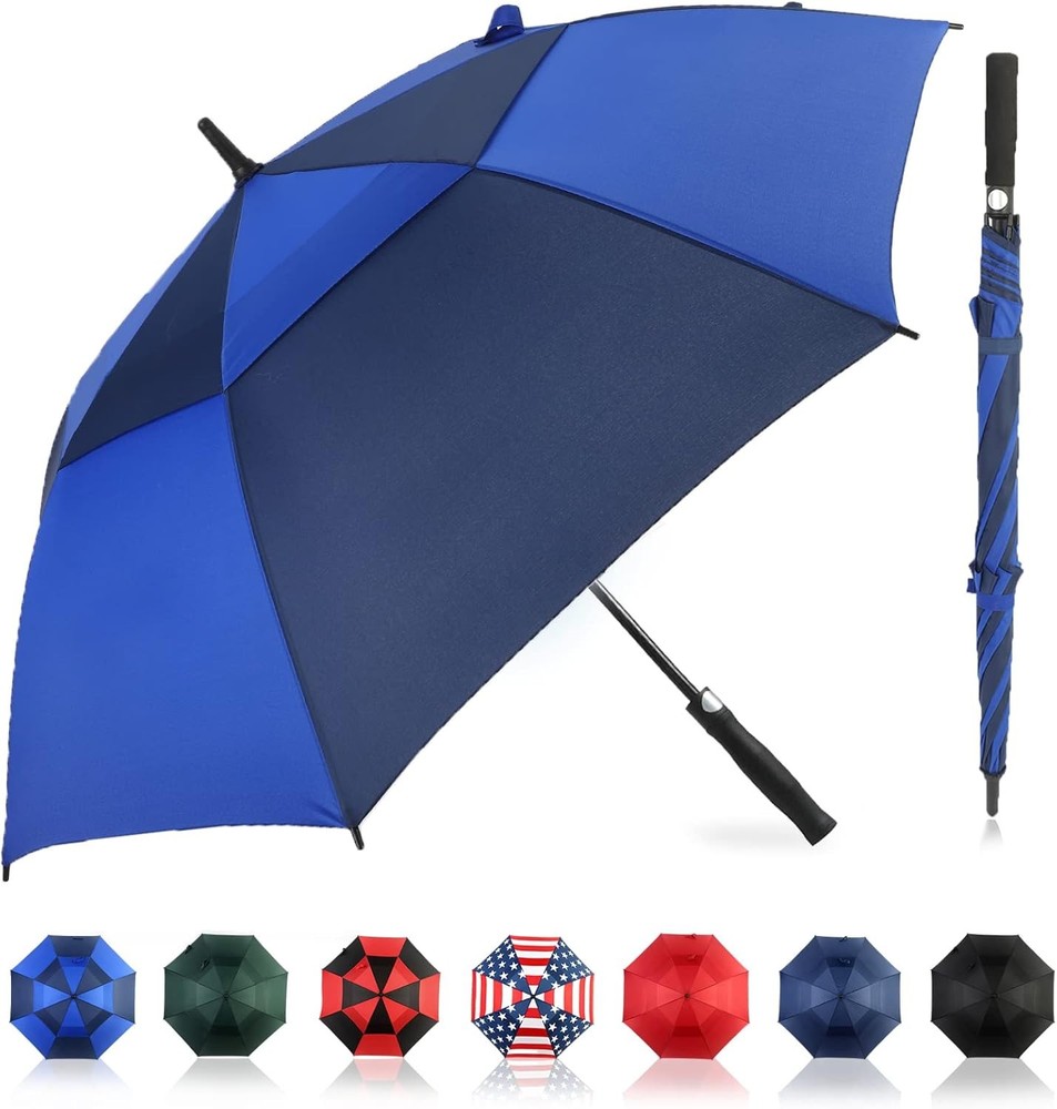 LLanxiry Extra Large Golf Umbrella, Windproof & 62 Inch, Royal Blue/Navy