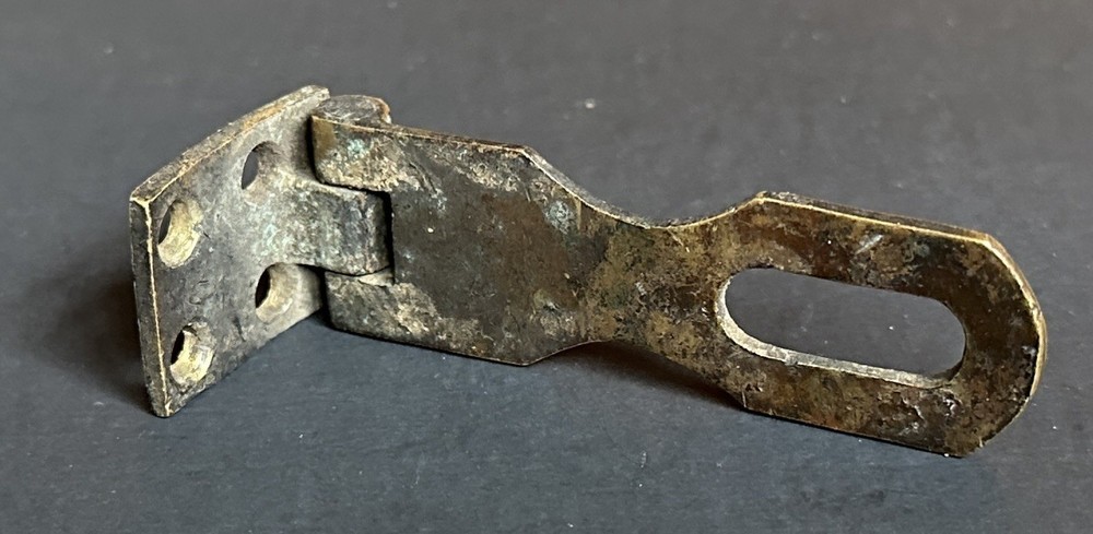 #1968–Antique Solid Brass Offset Hasp Latch 2 ¾” long, 3 ½” total length