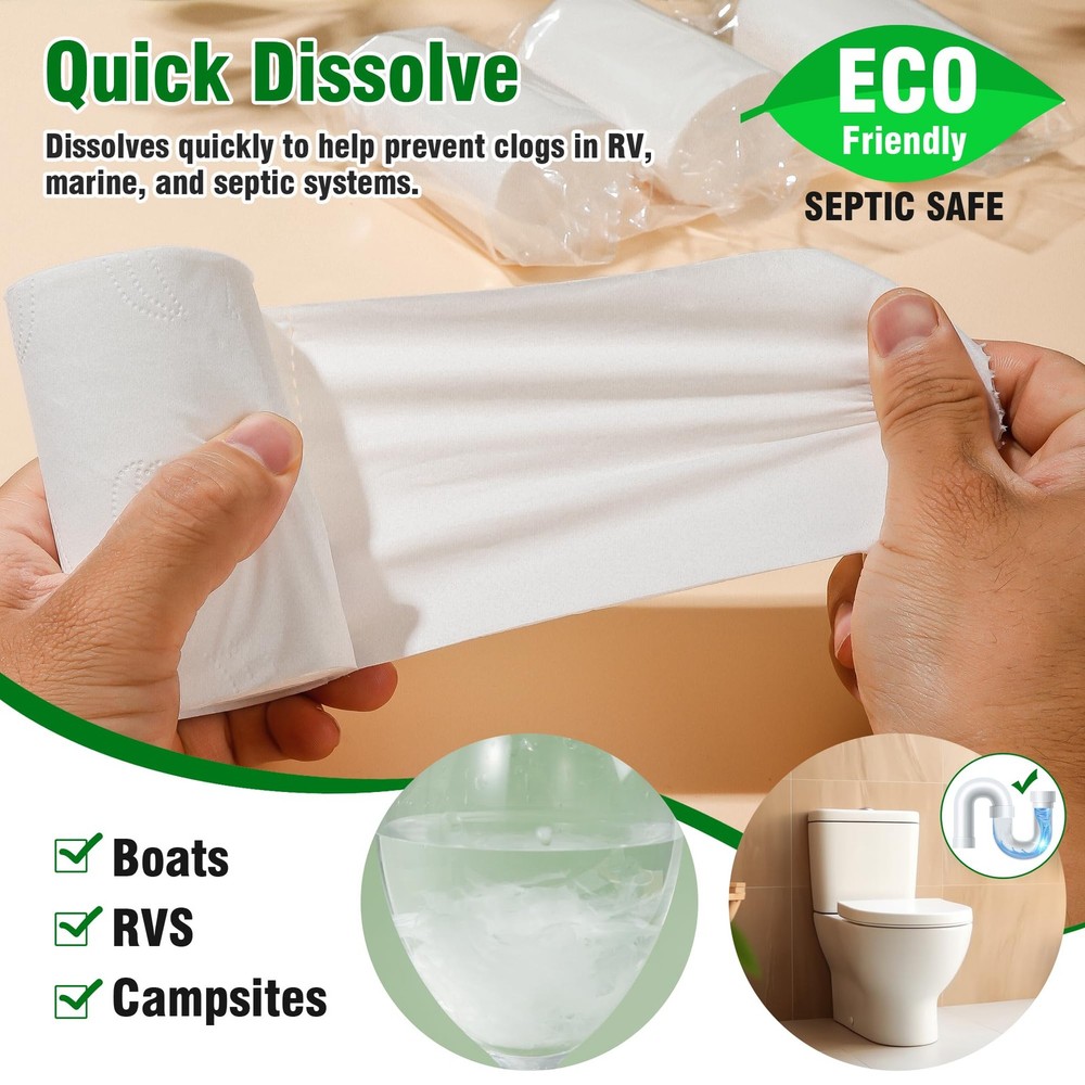 Travel 6 Rolls – Coreless & Individually Wrapped, Compact Packable Tissue for...