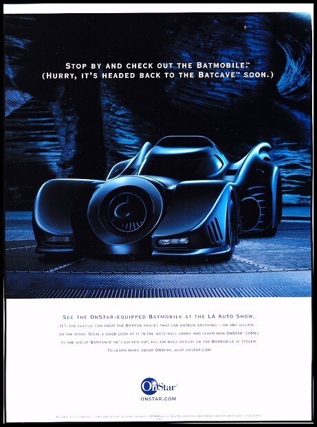 2003 Onstar Batmobile Batcave Original Advertisement Car Print Ad D89