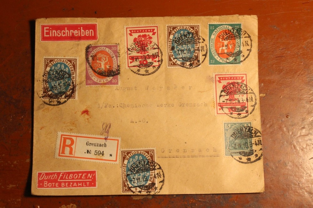 Germany  1934 Registered cover 8 values