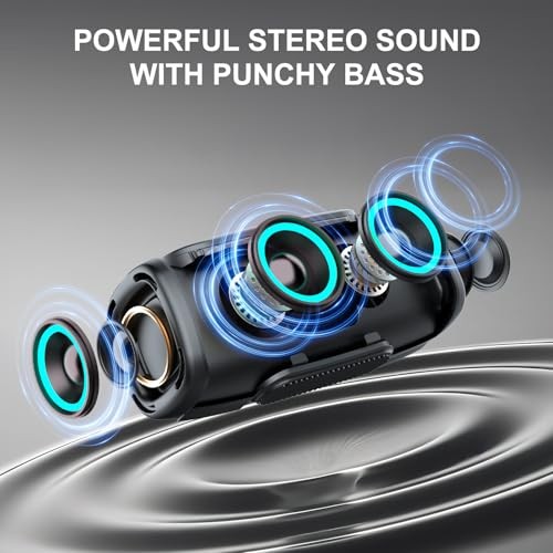 Bluetooth Speaker 6000mAh, 36H Playtime BT5.4 Portable Wireless Speaker Black