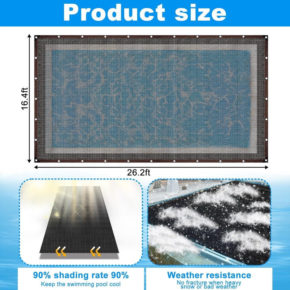 16 x 26FT Pool Leaf Net Cover- Netting 26' x 16' (Rectangular), black