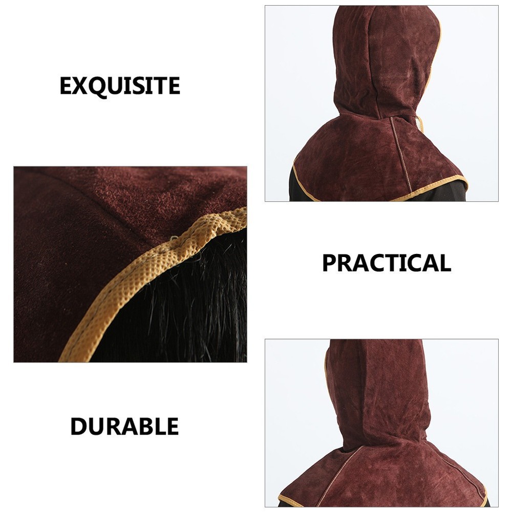 Cowhide Welding Hood Protective Caps With Neck Shoulder Drape