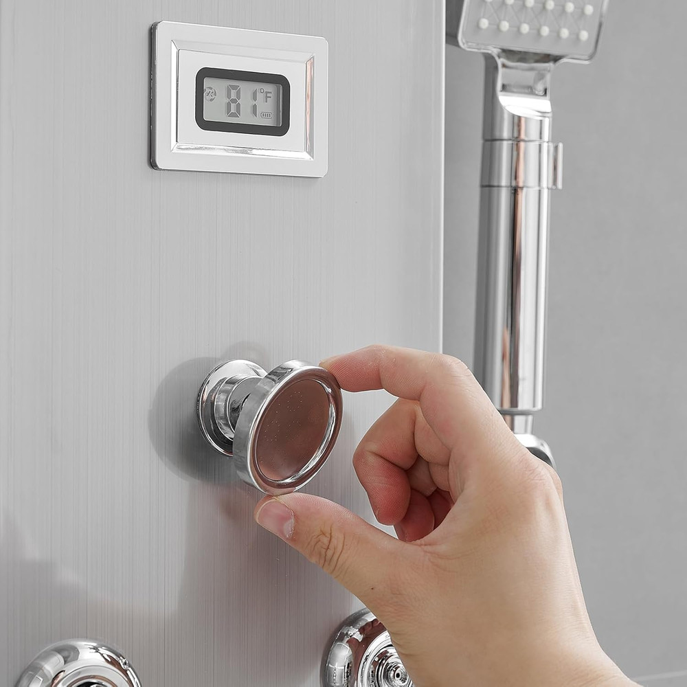Shower Panel Tower System with Rainfall Waterfall Head and Adjustable Massage Bo