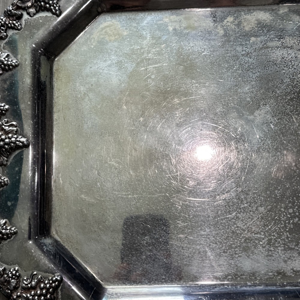 Vtg Continental Silver Co Inc 2955 Copper Base Serving Tray Grapevine Pattern