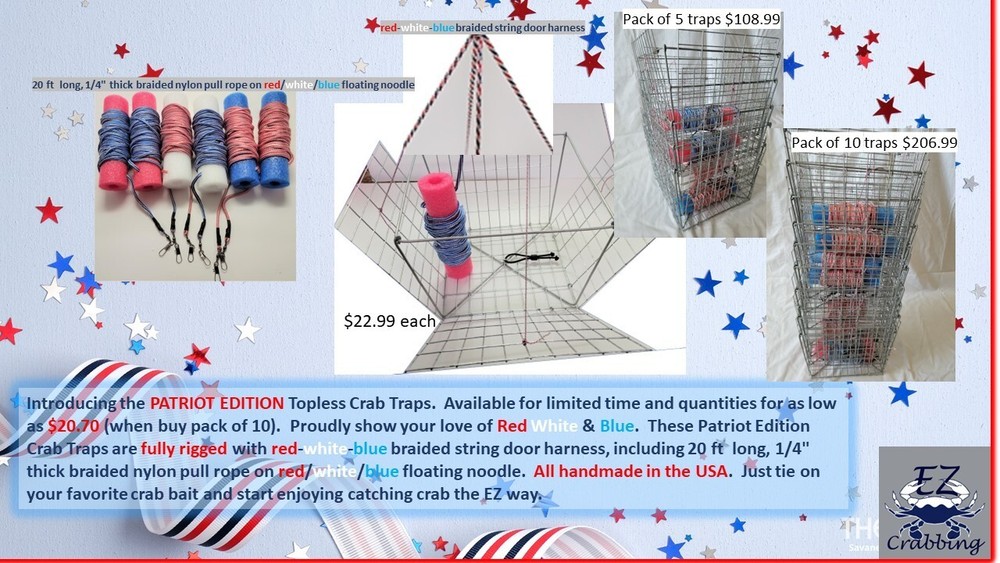 EZ-CRABBING Topless/Open Panel Trap - Fully Rigged w/ 20 ft Pull Rope