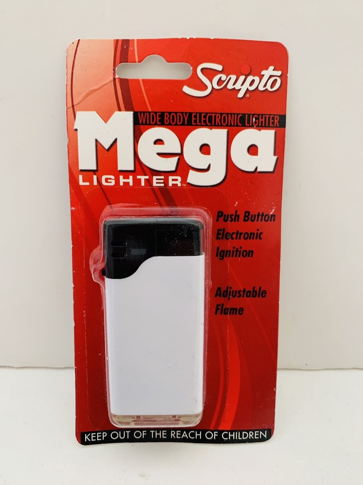 Scripto Wide Body Electronic Mega Lighter w/ Adjustable Flame *White Color*