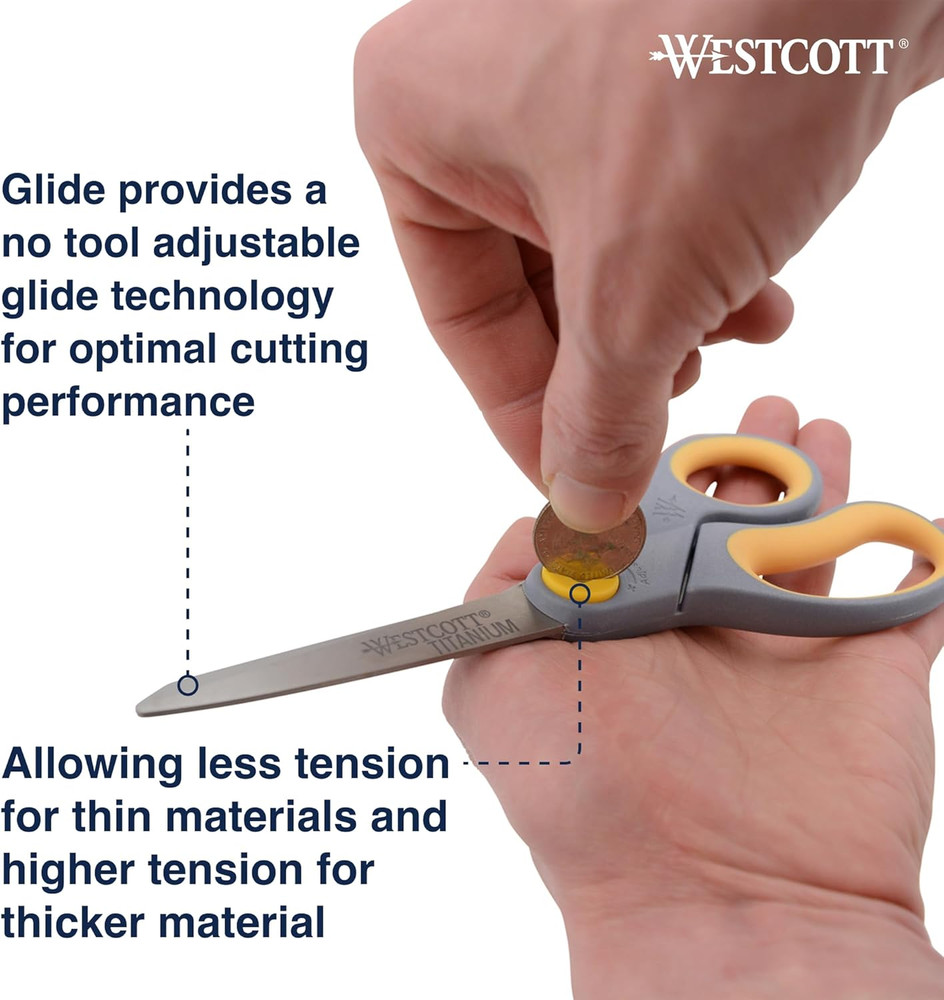 8” Titanium Bonded Scissors with Adjustable Glide and Soft Handle, 2-Pack- Durab