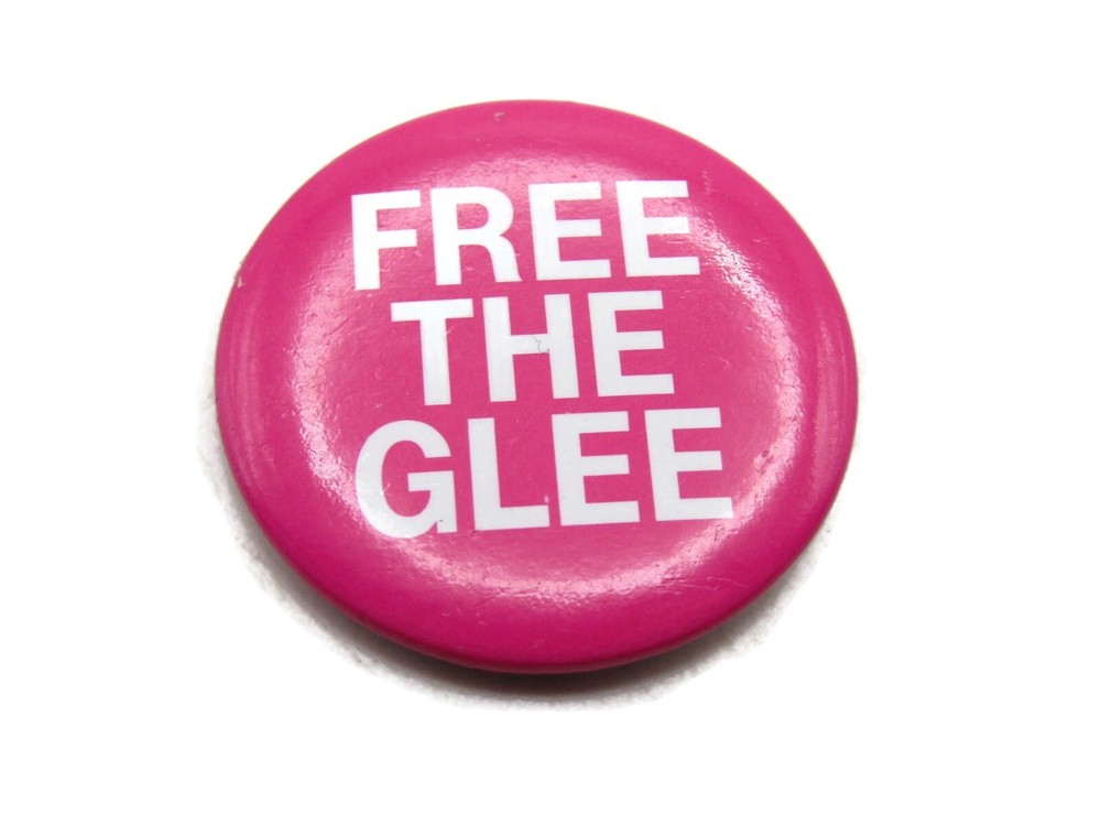 Free The Glee Button Pink & White Lettering