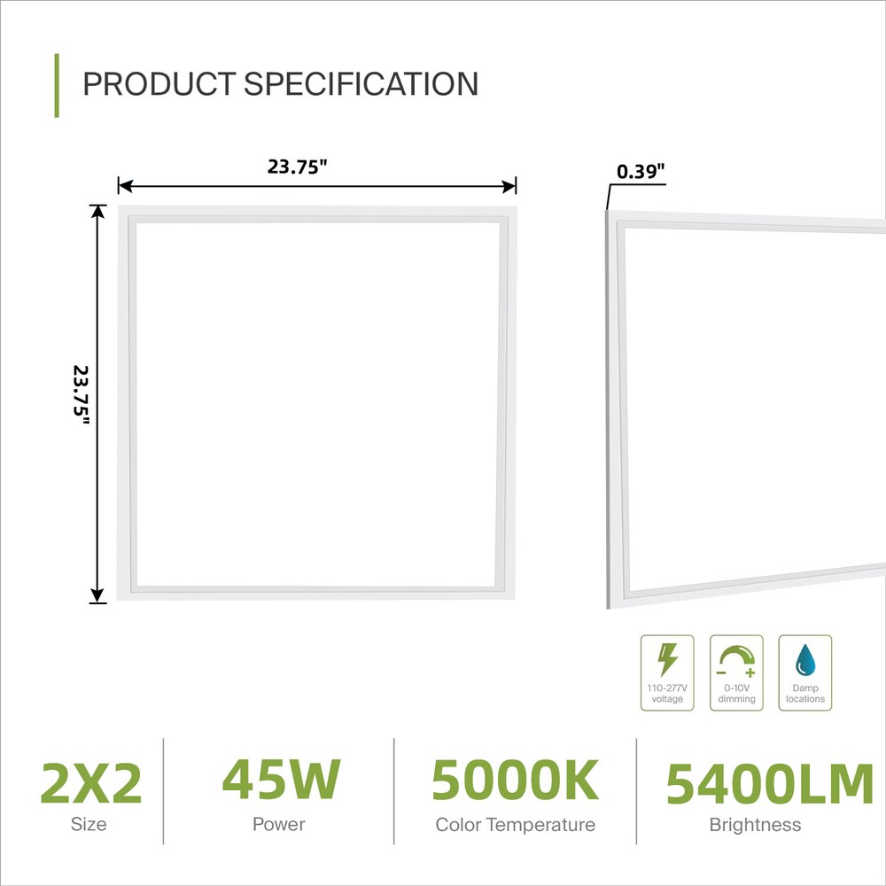 6 Pack 2X2FT LED Panel Light 45W Drop Ceiling Troffer Flat Fixtures 5000K White