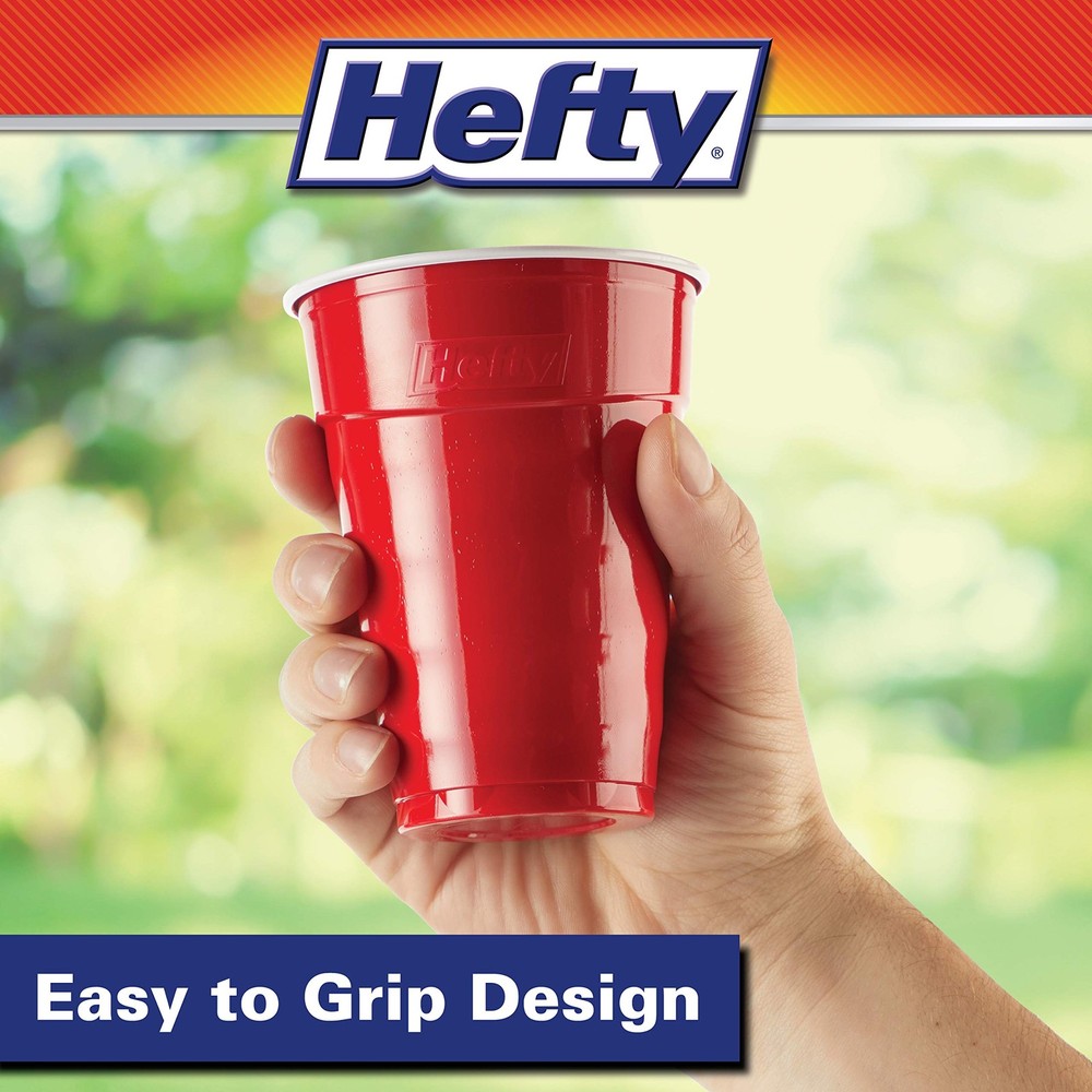 Party on Disposable Plastic Cups, Red, 18 Ounce, 30 Count