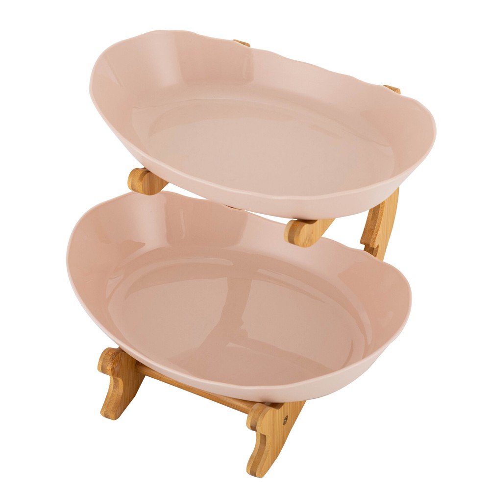 2 Tier Fruit Bowl, Fruit Basket Stand, Fruit Serving Tray Beige US~