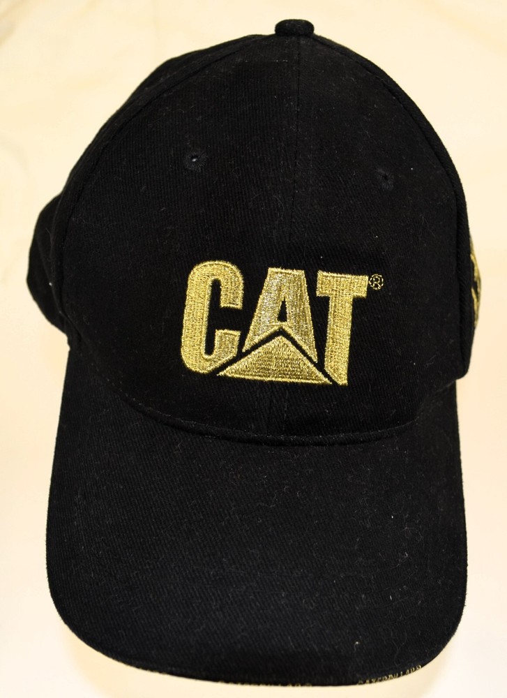 Caterpillar Cat VIP Hat Baseball Cap Hook and Loop Strapback Black Gold