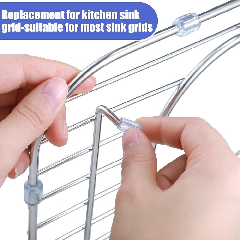 Chunful 60 Packs Kitchen Sink Rack Feet Rubber for Grid Clear