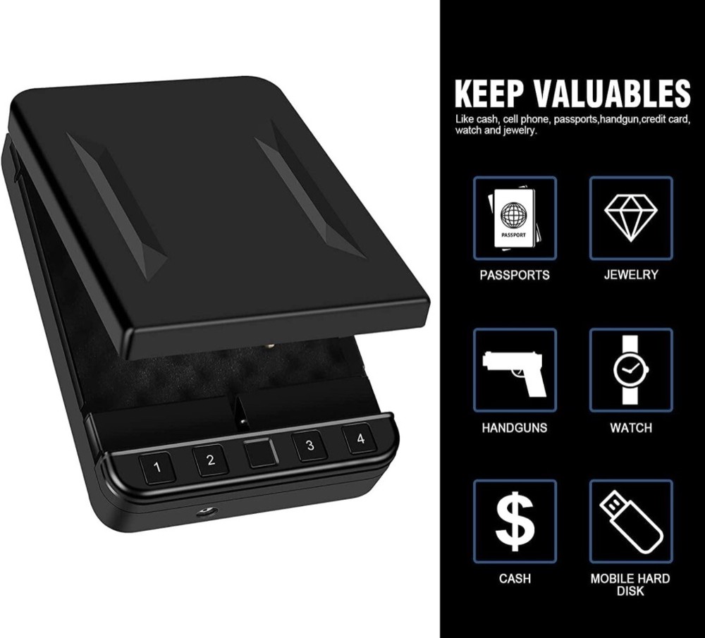 Langger V Gun Safe Pistol Handgun Easy Access Firearm Lock Box