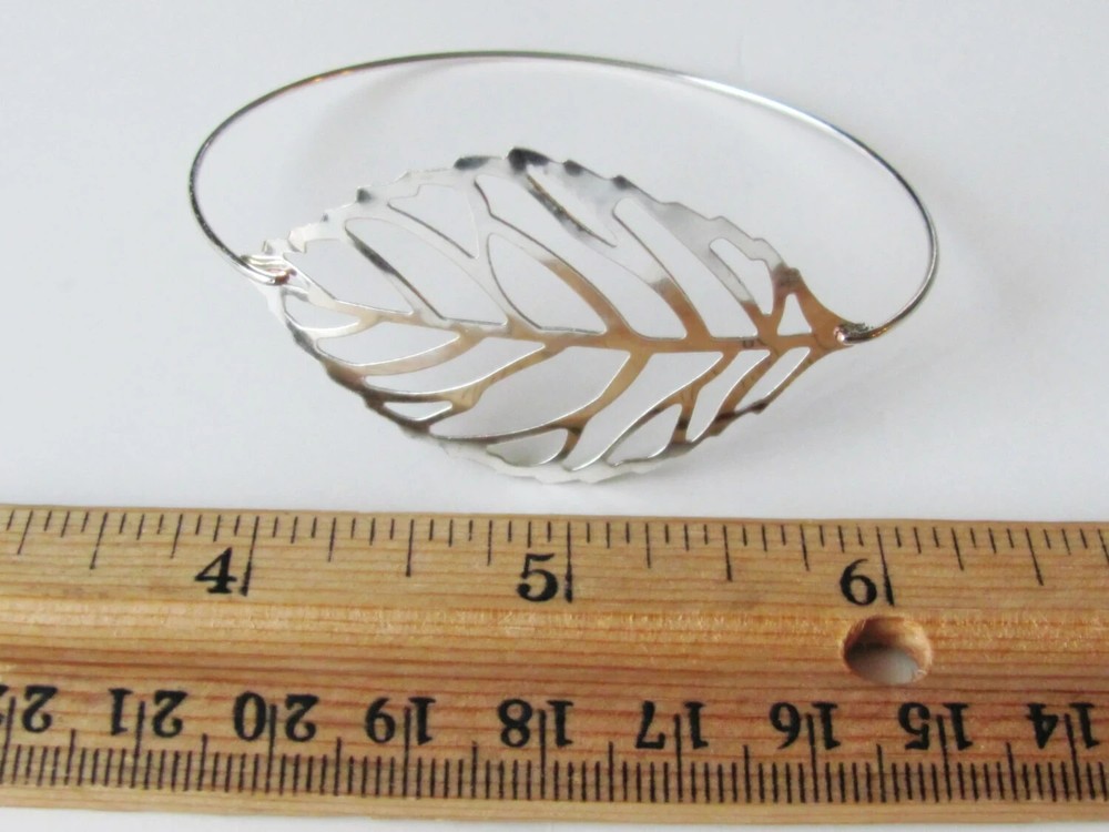 Leaf Bracelet Bangle Turquoise Antique Brass Silver Boho Nature Stacking Beach